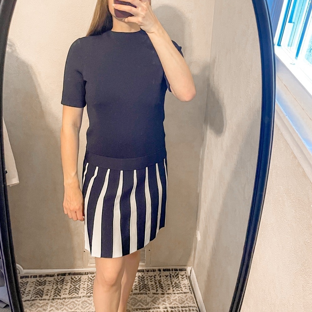 ted baker knitted dress with pleated skirt | Dresses | Ted Baker Hethia Knit Navy line skirt Ribbed knit